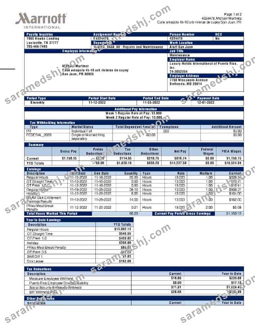 Marriott International payslip template in Word and PDF formats.pdf, 1